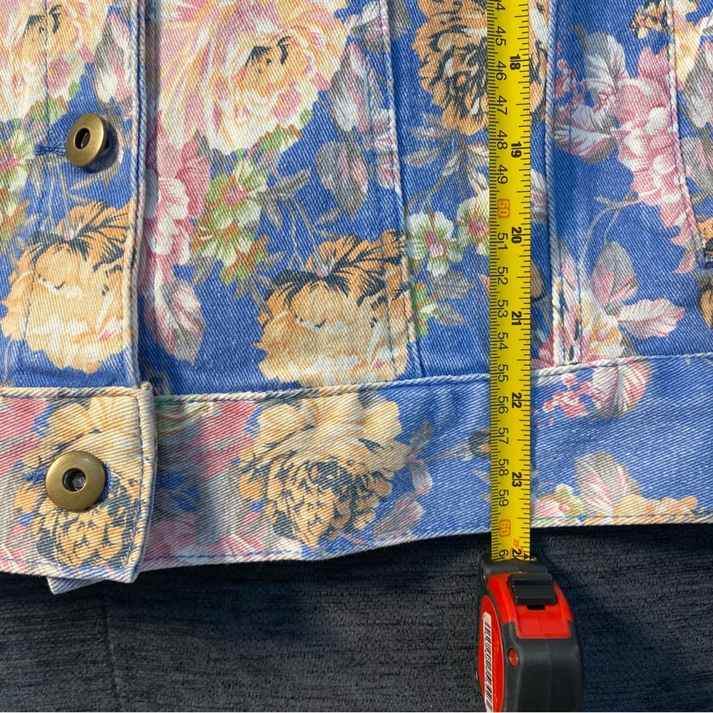 Endless Rose Blue and Tan Floral Jean Jacket - Picture 8 of 16